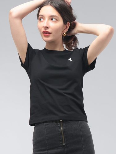 メゾンキツネ　半袖　ブラック　S 2枚 Maison Kitsune (メゾン キツネ) キツネ刺繍 クルーネック 半袖 T