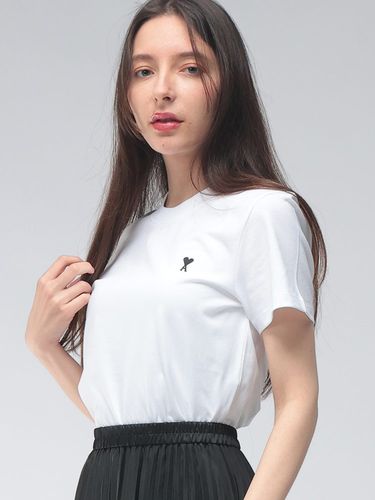 courreges (クレージュ) ウエストシェイプ ワンポイントロゴ 半袖 T