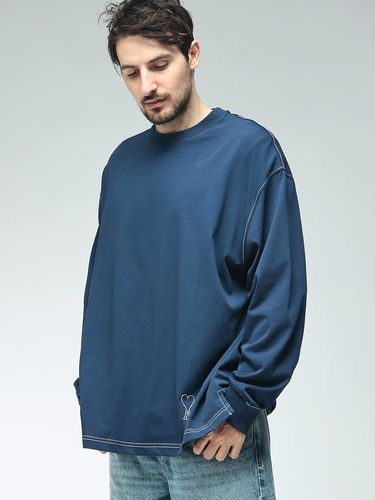 AMI PARIS (アミパリス) メンズ Tシャツ 長袖 コットン マリンボーダー
