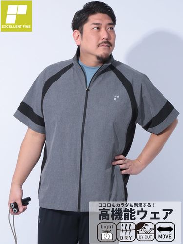 ナイロン パーカー WIND BLOCK 防風ストレッチ 総柄 ジップブルゾン