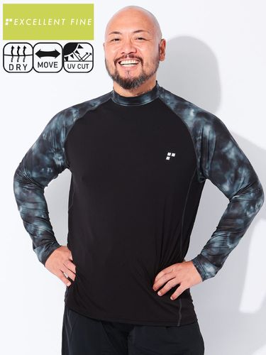 長袖 Tシャツ UVカット 吸汗速乾 ストレッチ ベア天竺 プリント クルー