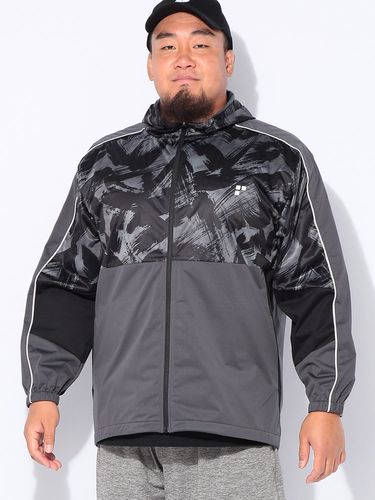 MARK&LONA 裏メッシュ ナイロンジップパーカー カモフラ グレー系 48 フルジップ パーカー 裏メッシュ 迷彩柄 アウター ブルゾン カモフラ