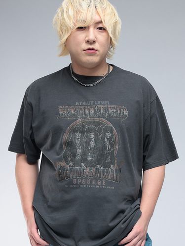 半袖Tシャツ 接触冷感 スラブ生地 厚盛ラバーロゴ フェイクレイヤード