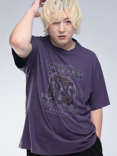 半袖 Tシャツ ピグメント加工 街フォトプリント クルーネック トップス