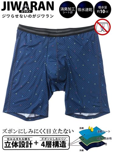 ボクサーパンツ JIWARAN 吸水速乾 消臭 ドット柄 肌着 下着 前閉じ