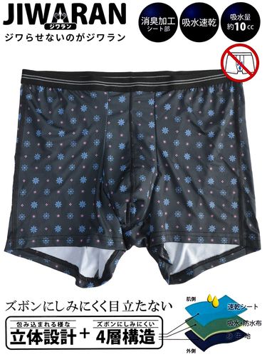 ボクサーパンツ JIWARAN 吸水速乾 消臭 ドット柄 肌着 下着 前閉じ