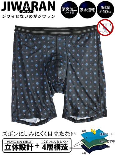 ボクサーパンツ JIWARAN 吸水速乾 消臭 ドット柄 肌着 下着 前閉じ