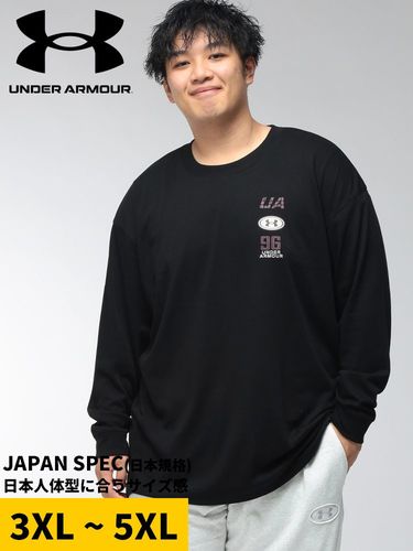Tシャツ 長袖 メンズ 大きいサイズ アームロゴ クルーネック トップス