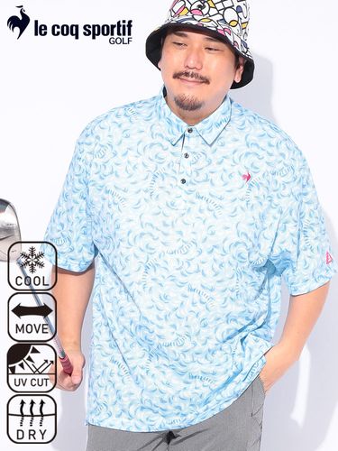 半袖 ポロシャツ 冷感 吸汗速乾 モザイクタイポプリント ホリゾンタル