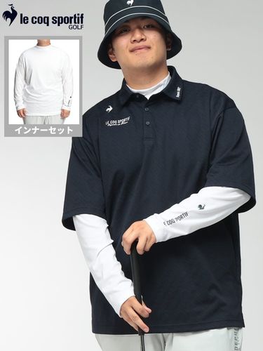 長袖 ポロシャツ GOLF 吸汗速乾 ストレッチ UPF50+ ジャガード