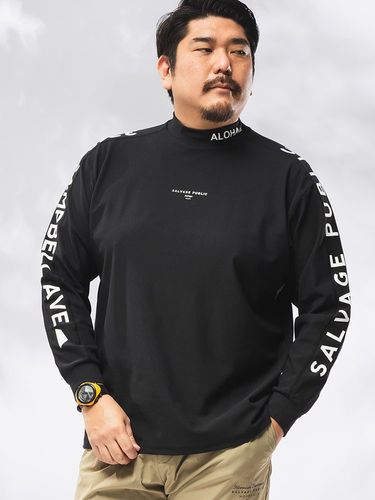 長袖 Tシャツ バックプリントサーフ モックネック 長袖 Tシャツ Surf