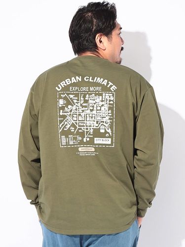 Tシャツ 長袖 メンズ 大きいサイズ 冷感 コットン100％ バックプリント