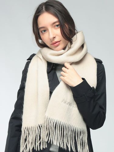 FENDI (フェンディ) カシミヤ混 ズッカ柄 総柄 フリンジ マフラー