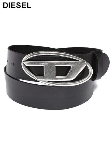 DIESEL (ディーゼル) 牛革 オーバルロゴ バックル留め ベルト 75cm