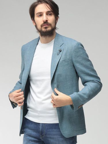 希少✨ラルディーニ テーラードジャケット リネン100% ブルー 46 LARDINI (ラルディーニ) メンズ テーラードジャケット リネン 麻100