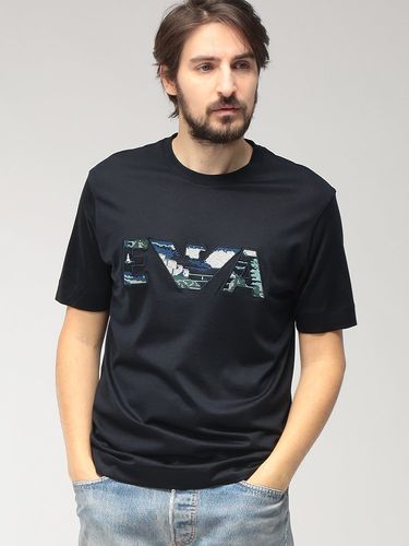 HERNO (ヘルノ) ロゴ刺繍 クルーネック 半袖 Tシャツ メンズ IT46 IT48