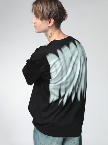 DIESEL (ディーゼル) メンズ Tシャツ 長袖 メタルプレート クルー