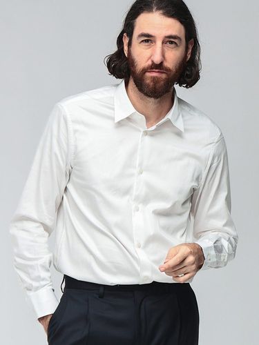 BARBA (バルバ) メンズ シャツ 長袖 リネン コットン 無地 フライ