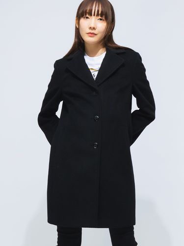 美品 カルバンクライン チェスターコート BLACK サイズ40 CALVIN KLEIN (カルバンクライン) ウール混 シングル チェスターコート