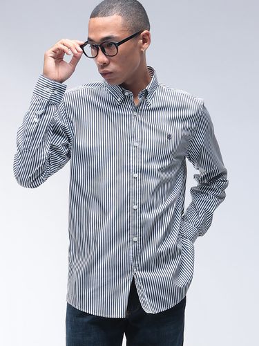 GIANNETTO (ジャンネット) シアサッカー ホリゾンタルカラー 長袖