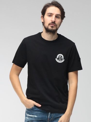 【美品】モンクレール　フロントビッグロゴ　スプレーロゴ　半袖Tシャツ　M MONCLER (モンクレール) スプレーロゴ クルーネック 半袖 Tシャツ