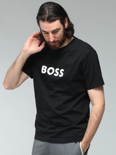 HUGO BOSS (ヒューゴボス) メンズ Tシャツ 長袖 ロゴ リブライン