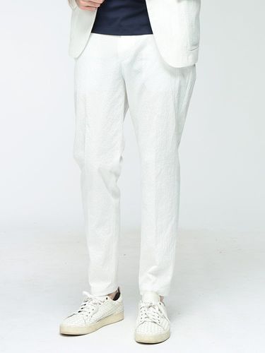 LARDINI ラルディーニ パンツ　スラックス ホワイト 48 イタリア製　白 LARDINI (ラルディーニ) メンズ パンツ 麻100％ 無地 ワンタック