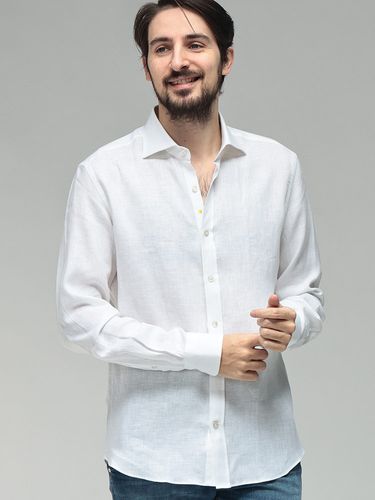 GIANNETTO (ジャンネット) メンズ シャツ 長袖 シアサッカー 無地 ワン