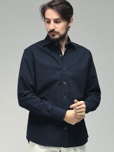 GIANNETTO (ジャンネット) シアサッカー ホリゾンタルカラー 長袖