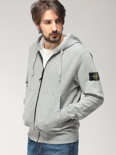 ストーンアイランド グレー ジップアップブルゾン　ロゴパッチ STONE ISLAND (ストーンアイランド) 裏起毛 ロゴパッチ フルジップ