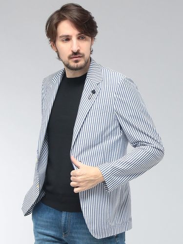 LARDINI (ラルディーニ) ウールカシミヤ ストライプ シングル ニット