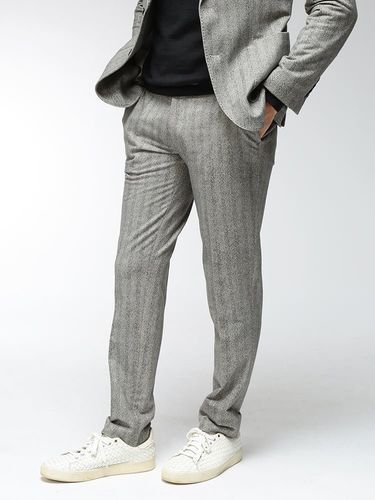 LARDINI (ラルディーニ) メンズ パンツ 麻100％ 無地 ワンタック