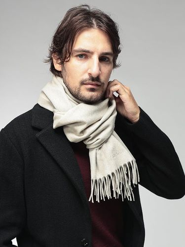 【新品未使用品】ジルサンダー　メンズロングマフラー JIL SANDER (ジルサンダー) メンズ マフラー カシミヤ混 フリンジ 無地