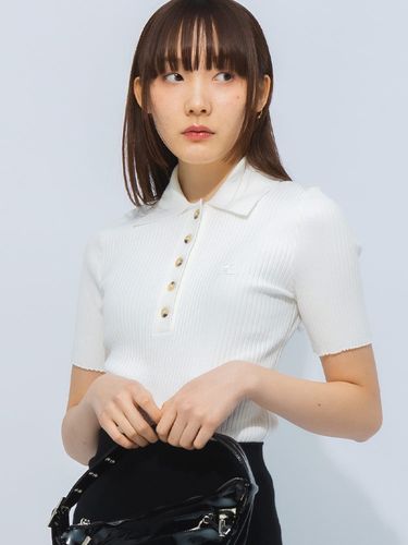 MONCLER (モンクレール) レディース ニットポロシャツ 半袖 ロゴ