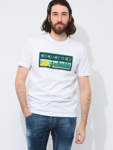 DSQUARED2 (ディースクエアード) 袖ワンポイントロゴプリント クルー