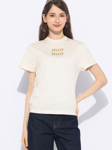 美品　PRADA 刺繍ロゴ Tシャツ クリーム 美品 PRADA 刺繍ロゴ Tシャツ クリーム
