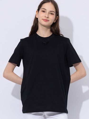 【新品未使用】プラダ　XXL トライアングルロゴ入りTシャツ ブラック PRADA (プラダ) トライアングルロゴ クルーネック 半袖 Tシャツ