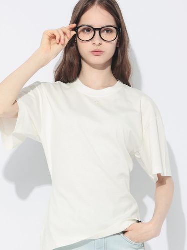 MARNI (マルニ) 肩ブランド刺繍 ボーダー柄 クルーネック 半袖 Tシャツ