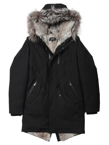 MOORER (ムーレー) ファーフード ボタンジップ ロングダウンコート