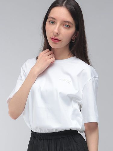 courreges (クレージュ) リブニット ロゴ刺繍 半袖 ポロシャツ