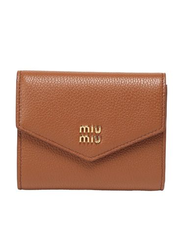 MIU MIU (ミュウミュウ) ロゴ シボレザー ミニ財布 カードケース