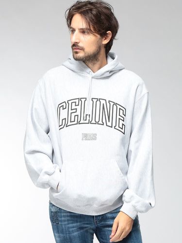CELINE (セリーヌ) メンズ ニット パーカー ウール100％ 袖ロゴ