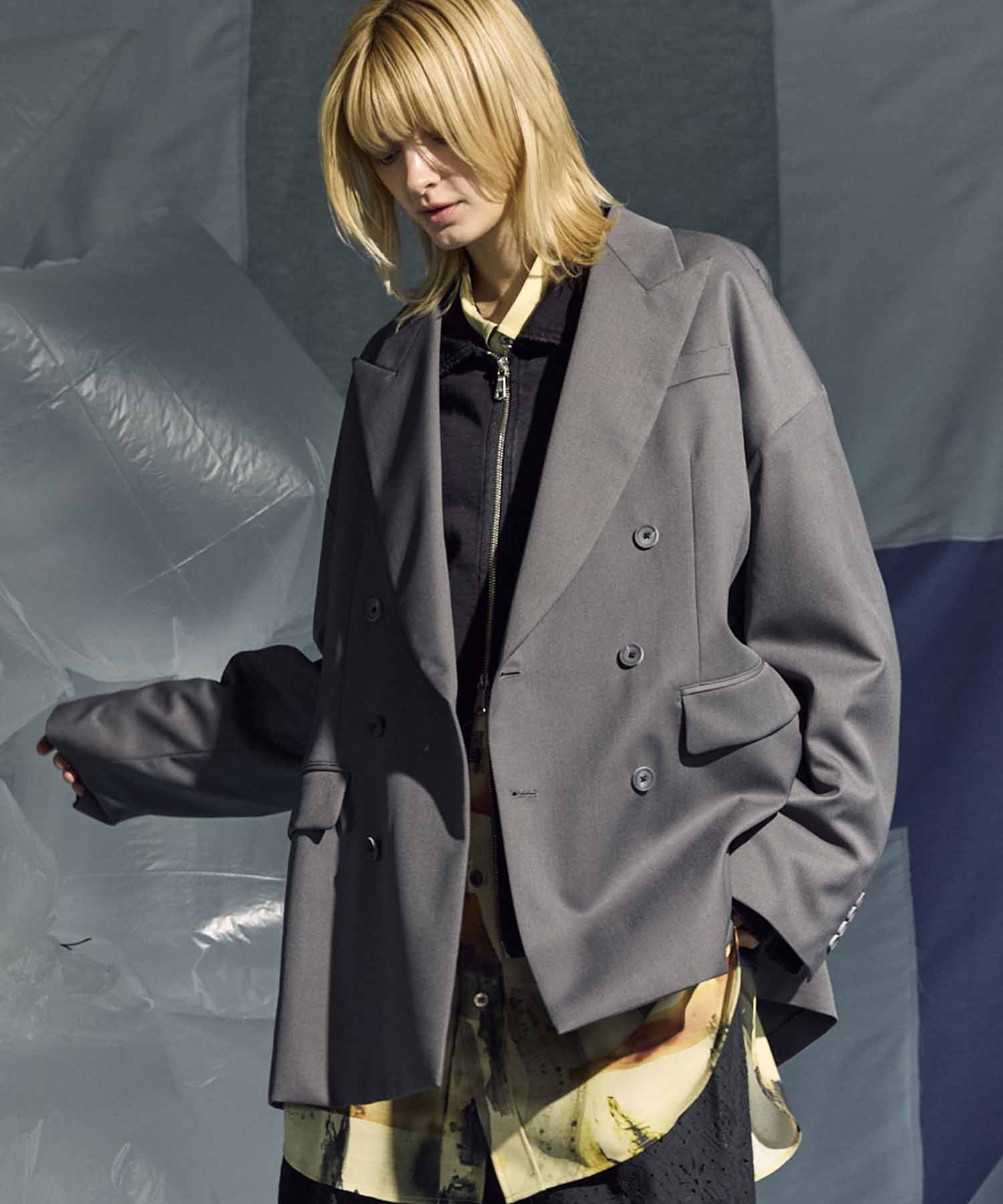SALE】Stretch Satin Prime-Over MA-1 Bomber Jacket