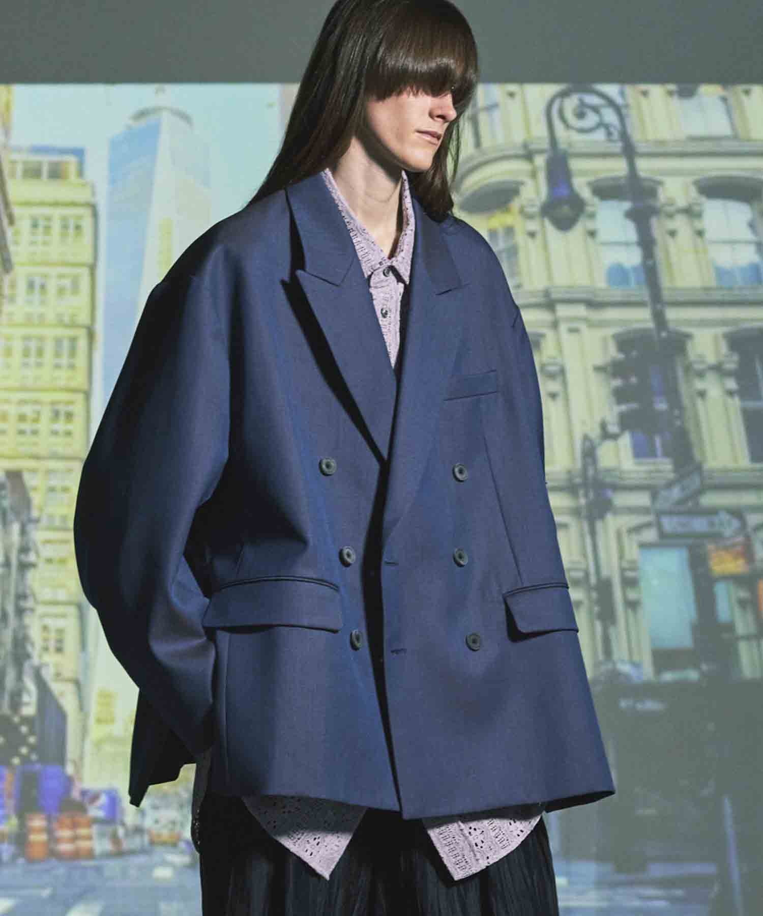 4 Colors Chambray Washable Wool Prime-Over Peaked Lapel