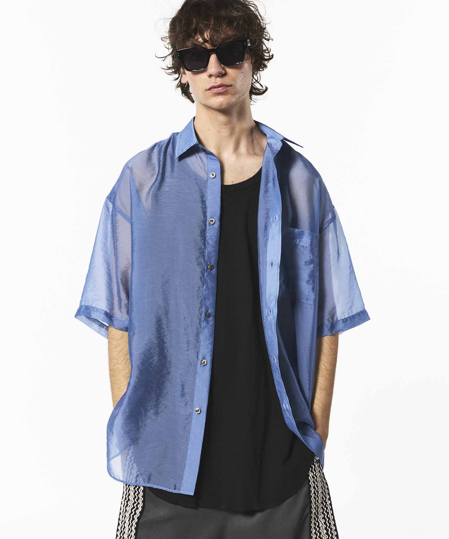 SALE】Uneven Dyeing Logo Embroidery Prime-Over Crew Neck T-shirt
