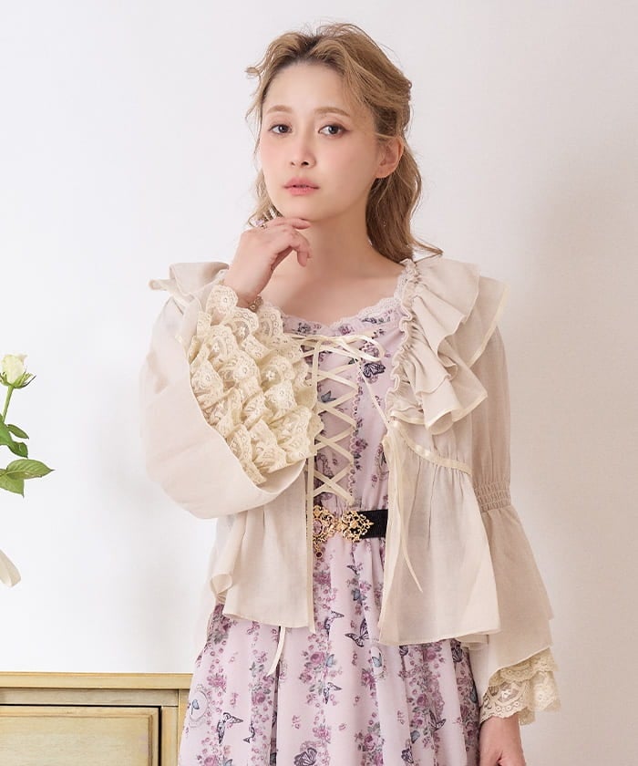 タイムセール 半額 axes | femme axes | レース袖フリルボレロ femme shop online トップス