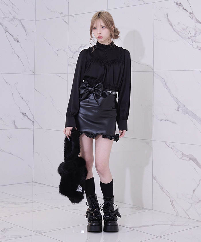 フェイクレザーリボンスカート | レディース服・レディース
