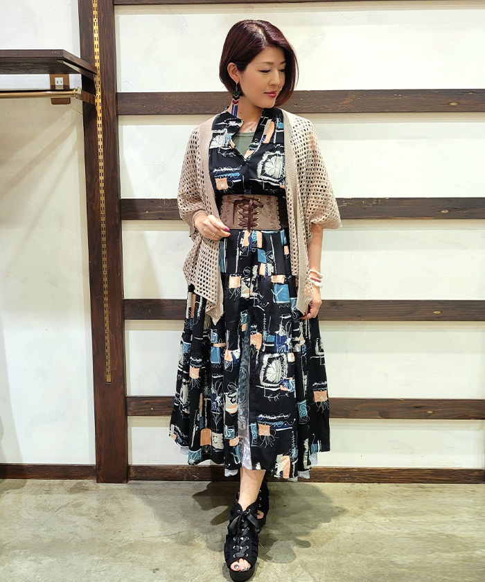 Axes femme 水色 花柄 長袖 ティアードワンピース TS361X194_L.jpg