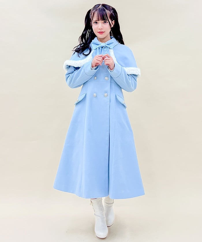 axes femme kawaii】ケープ付きバッスルコート グリーン M
