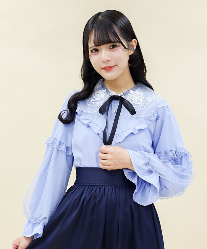 刺繍ビッグ襟ブラウス | outlet | axes femme online shop